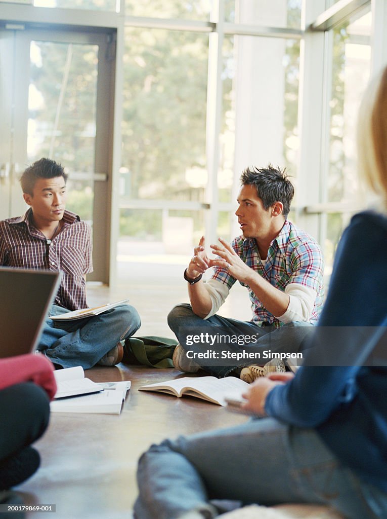 College students having group discussions