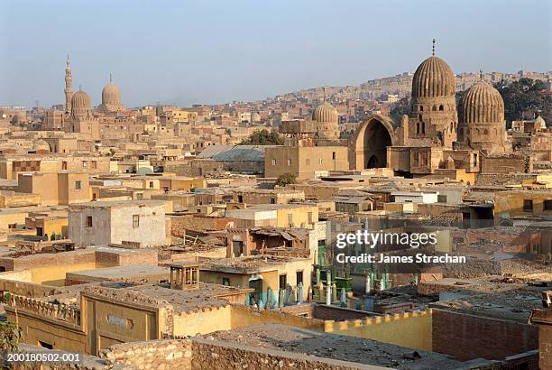 egypt, cairo, city of the dead, elevated view - cairo stock-fotos und bilder