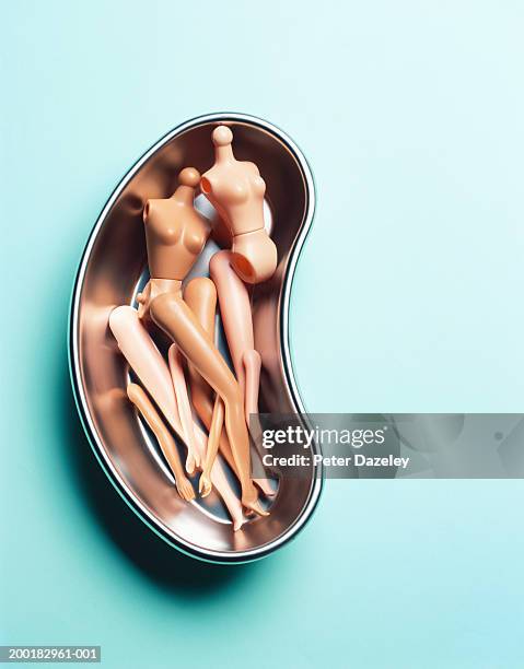 plastic doll parts in kidney dish - doll stock pictures, royalty-free photos & images