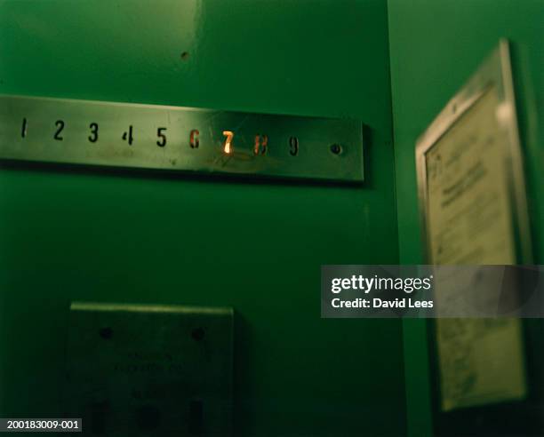 '7th' floor sign illuminated in lift - seventh bildbanksfoton och bilder