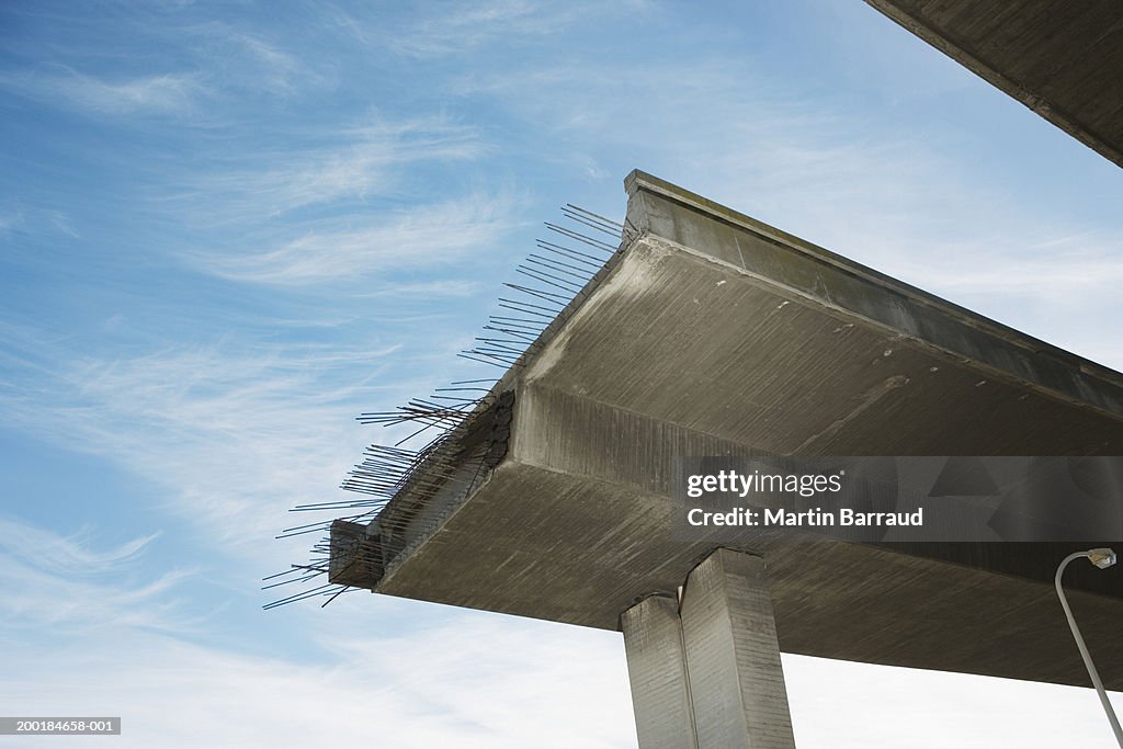 Unfinished elevated overpass, low angle view