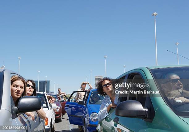 group of people in traffic jam - man stuck in traffic stock pictures, royalty-free photos & images