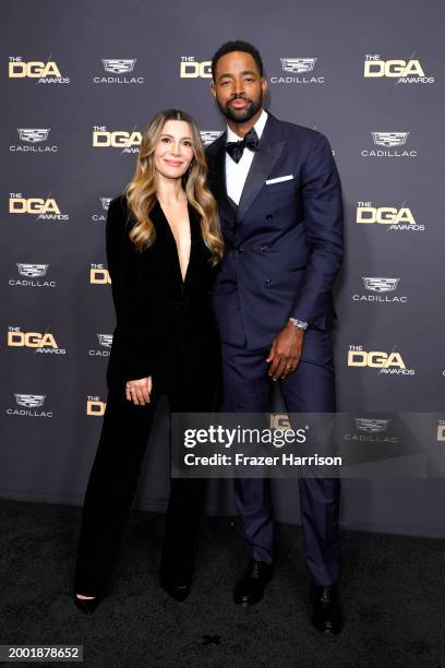 Nasim Pedrad and Jay Ellis pose in the press room during the 76th Directors Guild of America Awards at The Beverly Hilton on February 10, 2024 in...