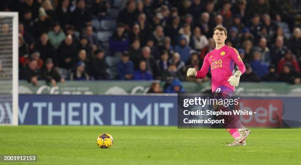 Leicester City's goalkeeper Mads Hermansen during the Sky Bet Championship match between Leicester City and Sheffield Wednesday at The King Power...