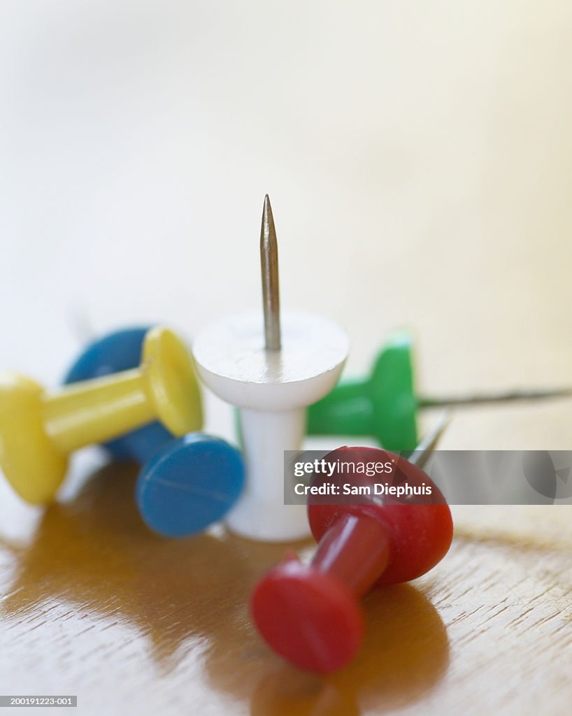 Different colored push pins