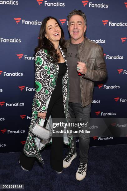 Emilia Fazzalari and Wyc Grousbeck attend Michael Rubin's Fanatics Super Bowl party at the Marquee Nightclub at The Cosmopolitan of Las Vegas on...