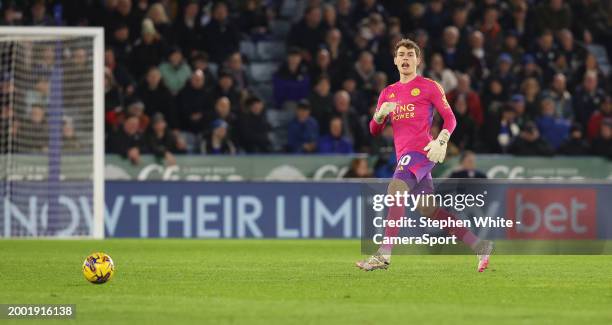 Leicester City's goalkeeper Mads Hermansen during the Sky Bet Championship match between Leicester City and Sheffield Wednesday at The King Power...