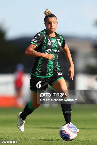 Chloe Logarzo of Western United in action during the A-League Women round 16 match between Western United and Brisbane Roar at City Vista Recreation...