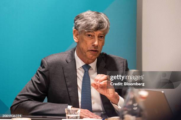 Robert Swaak, chief executive officer of ABN Amro Bank NV, during a news conference following the bank's results announcement in Amsterdam,...