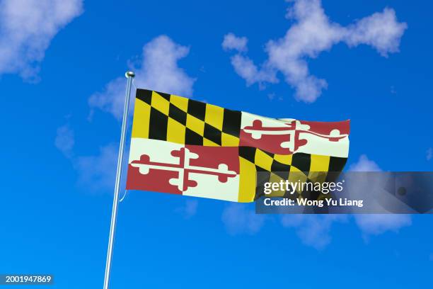 maryland state flag ,3d rendered - maryland us state stock pictures, royalty-free photos & images