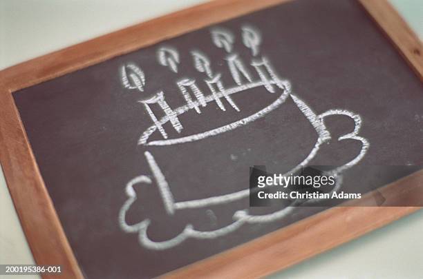 chalk drawing of birthday cake - birthday cake overhead stock pictures, royalty-free photos & images