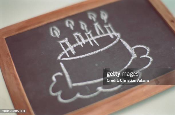 chalk drawing of birthday cake - birthday cake drawings stock pictures, royalty-free photos & images
