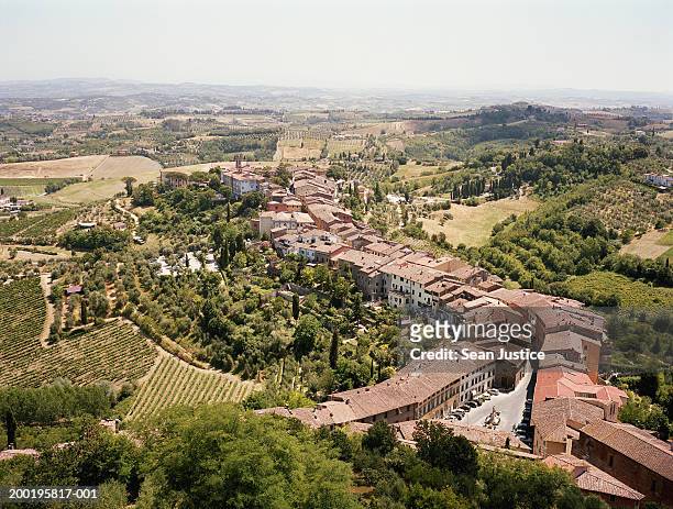 tuscany, italy san miniato, aerial view - san miniato photos et images de collection