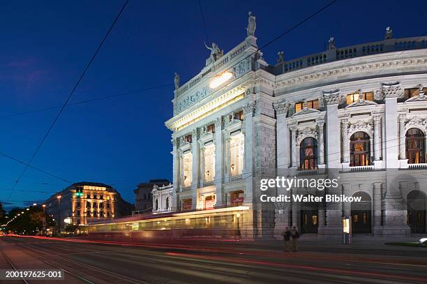 austria, vienna, burg theater at night, long exposure - burgtheater wien stock pictures, royalty-free photos & images