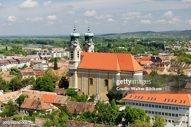 hungary, western transdanubia, town, elevated view - tata hungary stock pictures, royalty-free photos & images