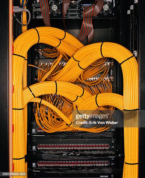wiring on computer server - computer cable stock pictures, royalty-free photos & images