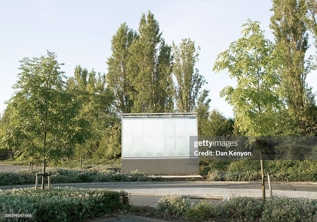 Blank billboard by roadside