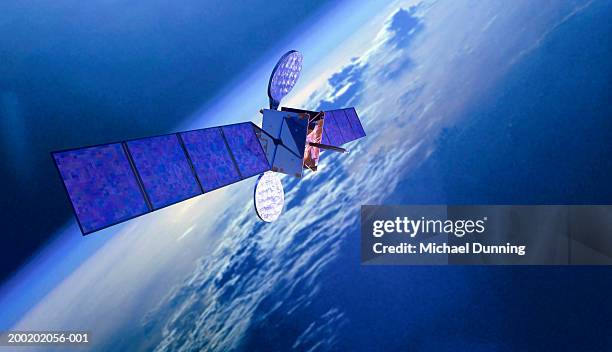 model satellite (digital composite) - satellite stock-fotos und bilder