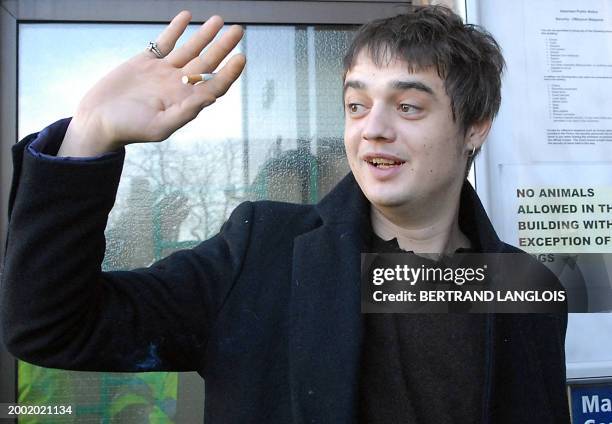 British rock singer Pete Doherty arrives at Thames magistrates court in east London, 04 December 2006. Doherty was Monday fined 770 pounds and banned...