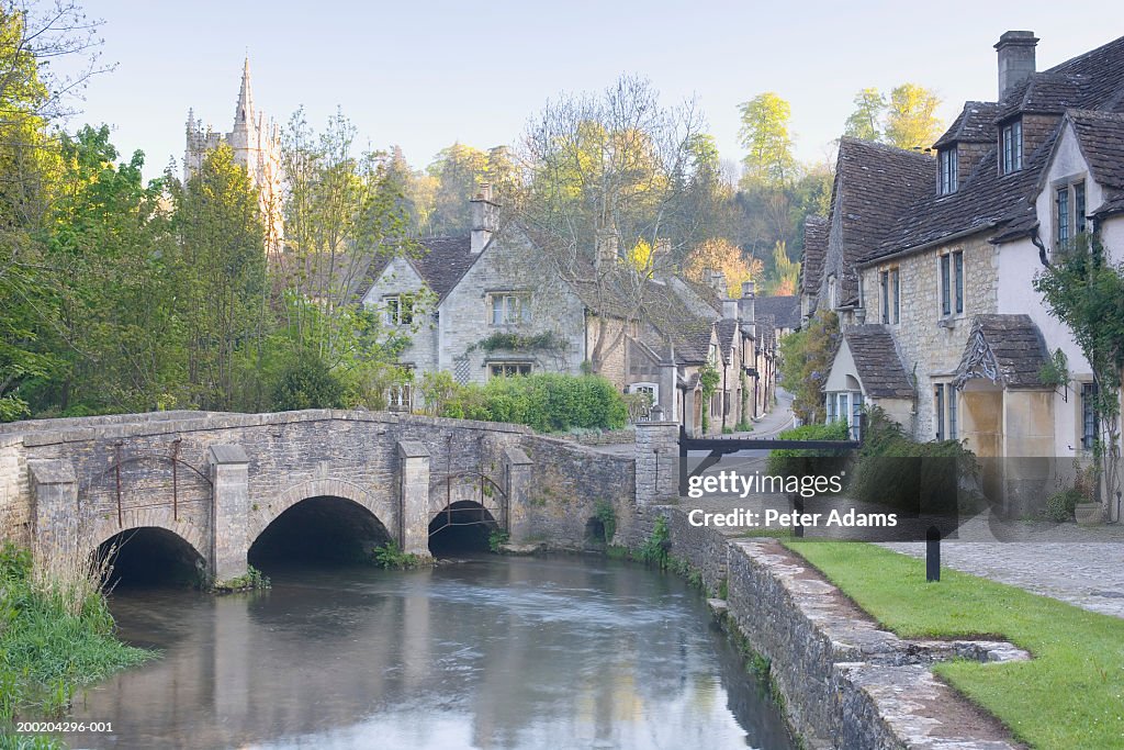 England, Wiltshire, Castle Combe village and By Brook