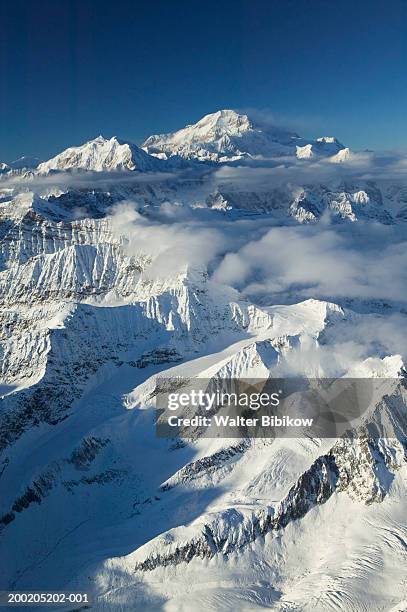 usa, alaska, denali national park, mount denali, aerial view, winter - mt mckinley stock pictures, royalty-free photos & images