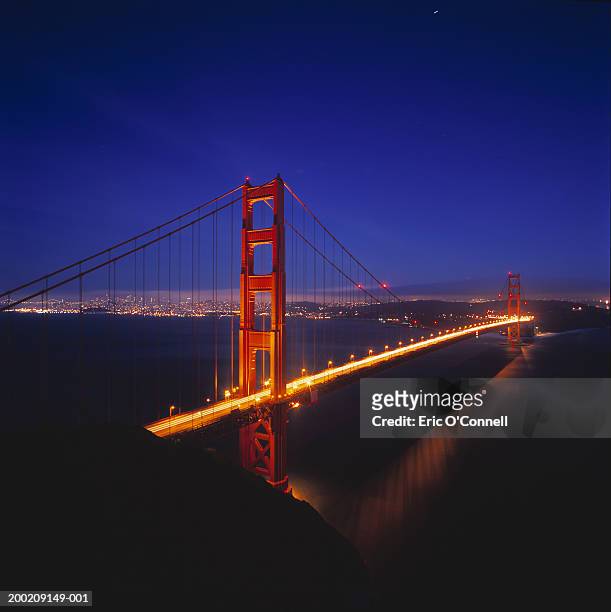 usa, california, san francisco, golden gate bridge, night - golden gate bridge night stock pictures, royalty-free photos & images