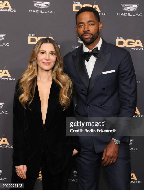 Nasim Pedrad and Jay Ellis pose in the press room during the 76th Directors Guild of America Awards at The Beverly Hilton on February 10, 2024 in...
