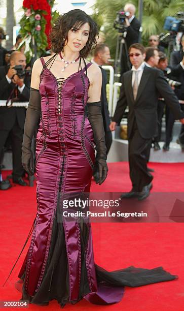 Actress Monica Bellucci arrives for the screening of the film "Matrix Reloaded" at the Palais des Festivals during the 56th International Cannes Film...
