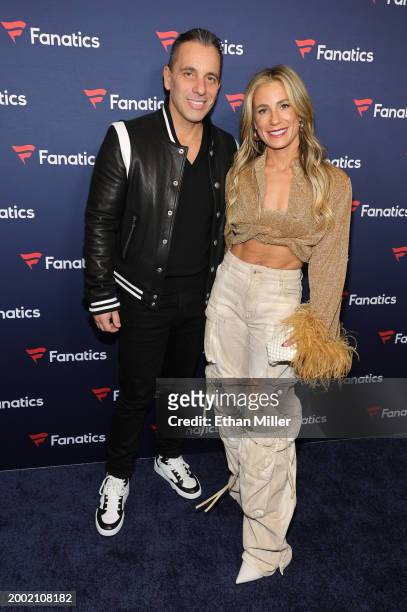 Sebastian Maniscalco and Lana Gomez attend Michael Rubin's Fanatics Super Bowl party at the Marquee Nightclub at The Cosmopolitan of Las Vegas on...