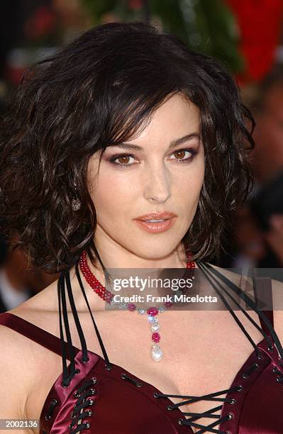 Actress Monica Bellucci attends the premiere of the film "Matrix Reloaded" at the 56th International Cannes Film Festival May 15, 2003 in Cannes,...