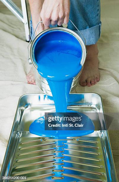 Young Woman Pouring Paint Into Paint Tray Low Section High-Res Stock Photo  - Getty Images
