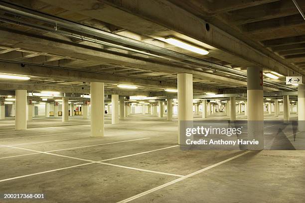 Empty Illuminated Underground Carpark High-Res Stock Photo