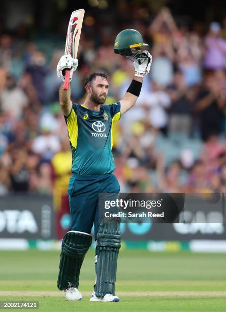 Runs for Glenn Maxwell of Australia during game two of the mens T20 International series between Australia and West Indies at Adelaide Oval on...