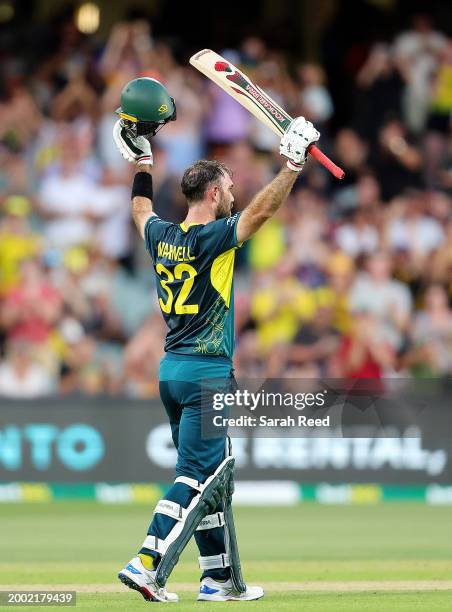 Runs for Glenn Maxwell of Australia during game two of the mens T20 International series between Australia and West Indies at Adelaide Oval on...