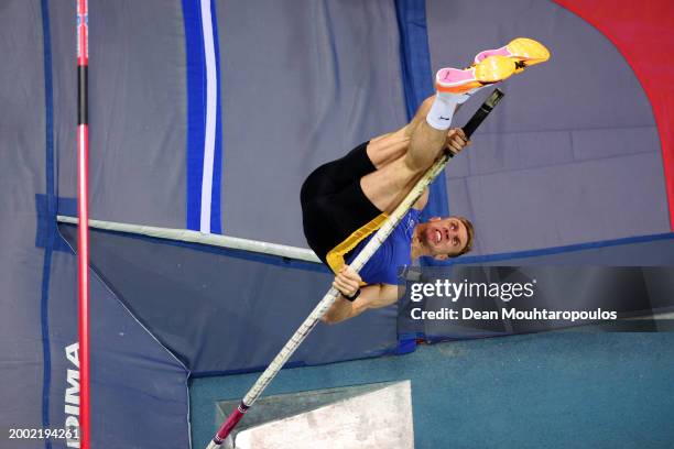 Piotr Lisek of Poland competes in the Pole Vault Men Final during the Meeting Hauts de France Pas de Calais EDF Trophy as part of the World Indoor...