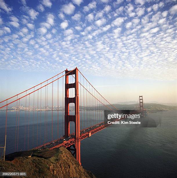usa, california, san francisco, golden gate bridge, elevated view - san francisco bay stock pictures, royalty-free photos & images