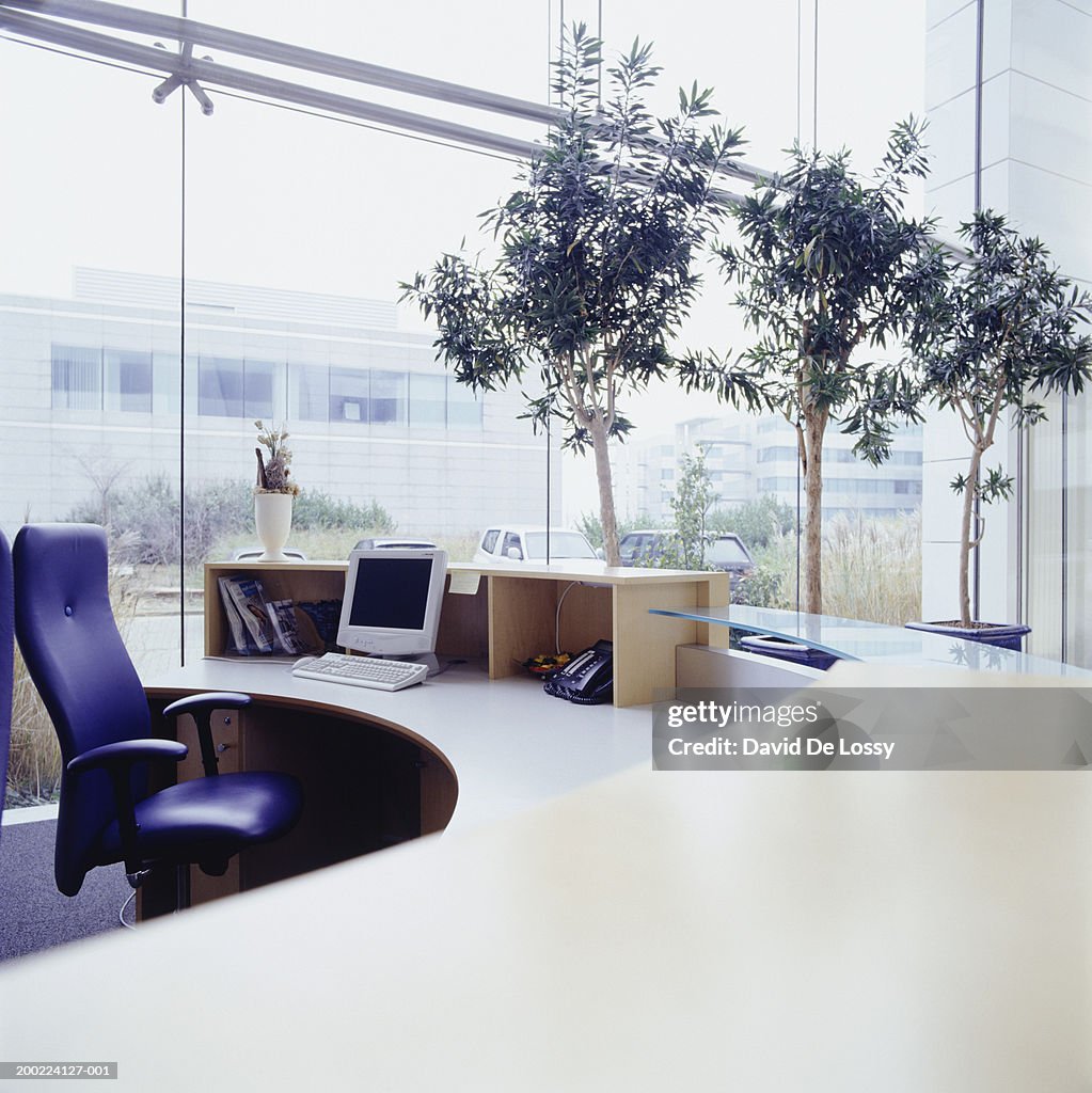 Modern office reception desk, interior