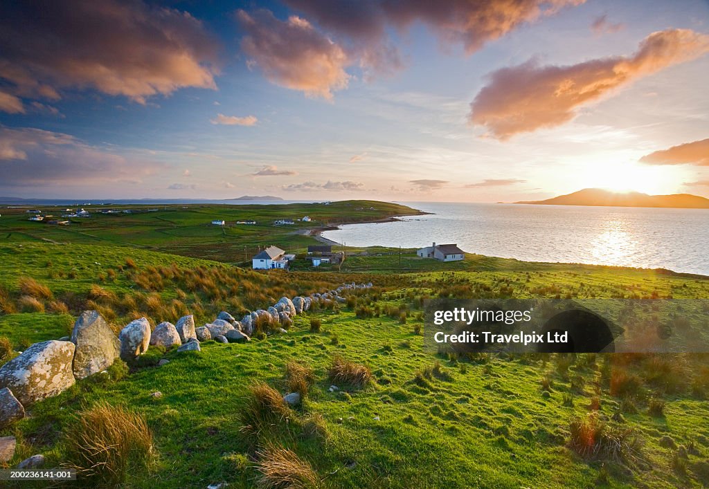 Ireland, County Mayo, Clare Island, sunset