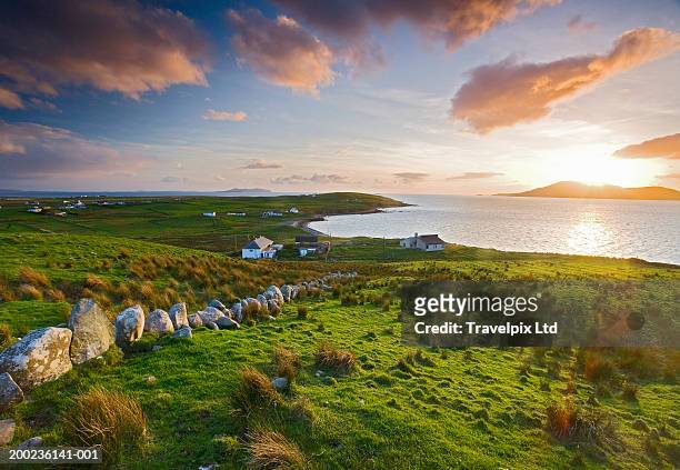 ireland, county mayo, clare island, sunset - ireland stock pictures, royalty-free photos & images