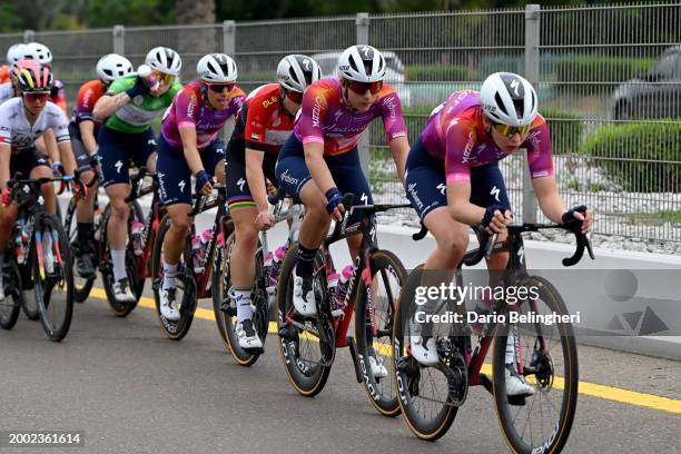 Femke Gerritse of The Netherlands and Femke Markus of The Netherlands and Team SD Worx-Protime lead the peloton during the 2nd UAE Tour 2024, Stage 4...