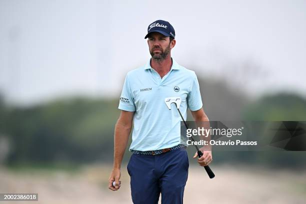 Scott Jamieson of Scotland on the 15th green during day four of the Commercial Bank Qatar Masters at Doha Golf Club on February 11, 2024 in Doha,...