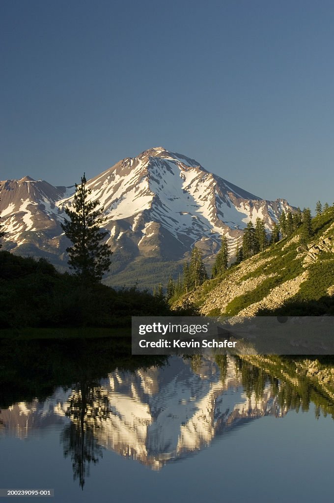 USA, California, Mount Shasta reflecting in water