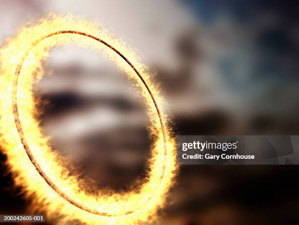 ring on fire (digital composite) - burning ring of fire stock pictures, royalty-free photos & images