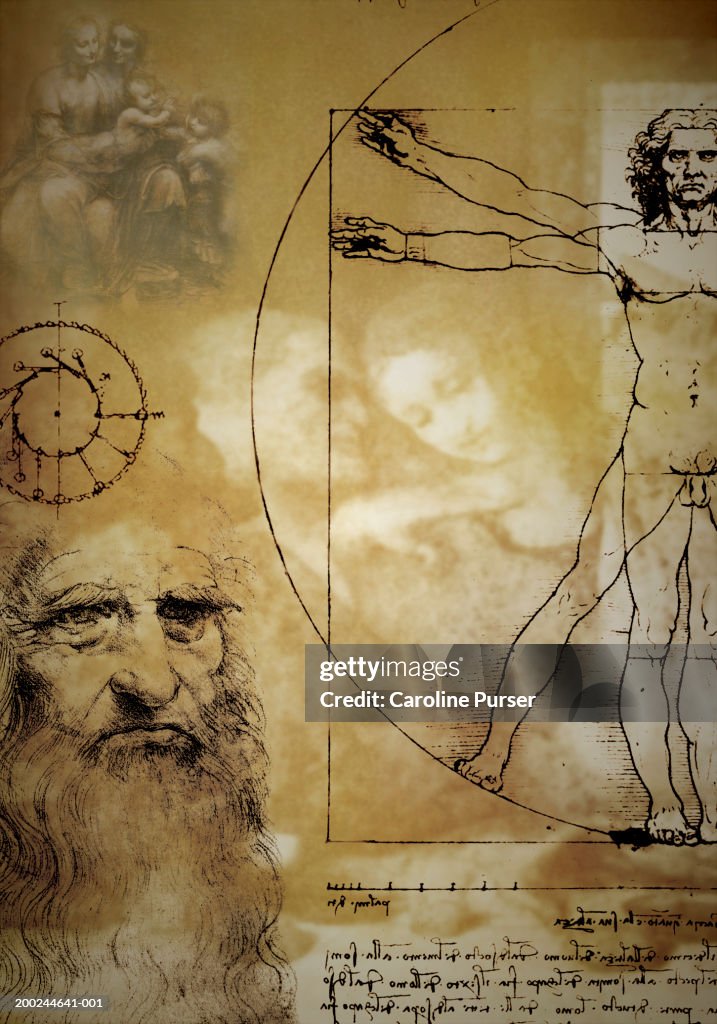 Collage of Leonardo Da Vinci works (digital composite)