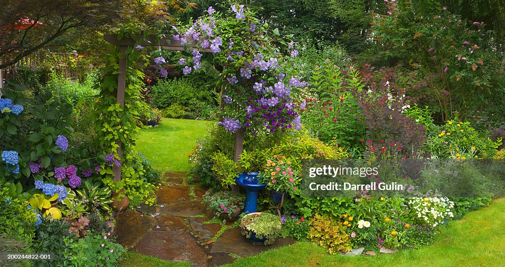 Garden with various flowers
