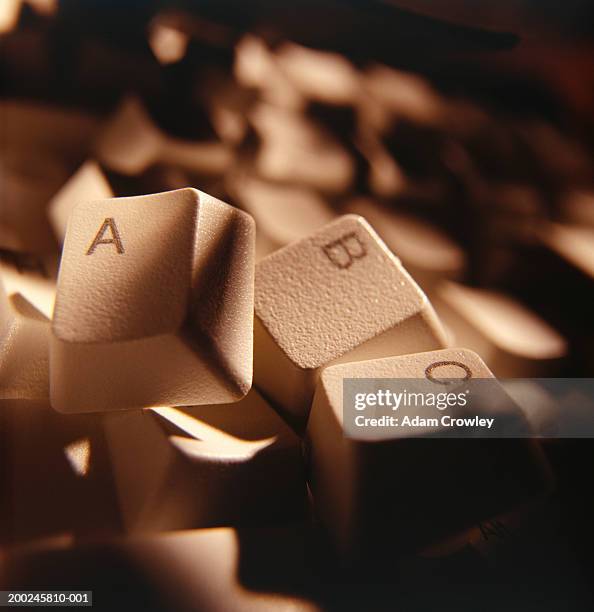 broken keyboard, close-up of a, b and c keys - lettera a c foto e immagini stock