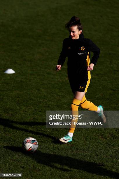 Katie Johnson of Wolverhampton Wanderers warms up ahead of the Adobe Women's FA Cup Fifth Round match between Wolverhampton Wanderers Women and...