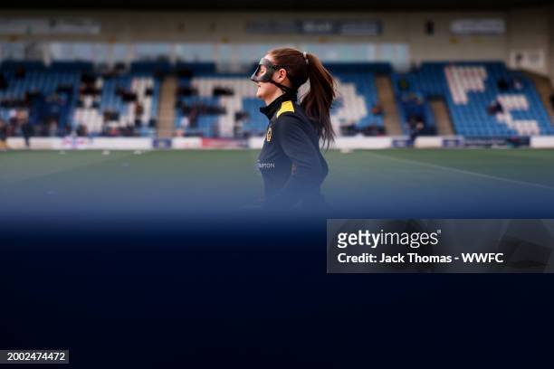 Amber Hughes of Wolverhampton Wanderers warms up ahead of the Adobe Women's FA Cup Fifth Round match between Wolverhampton Wanderers Women and...
