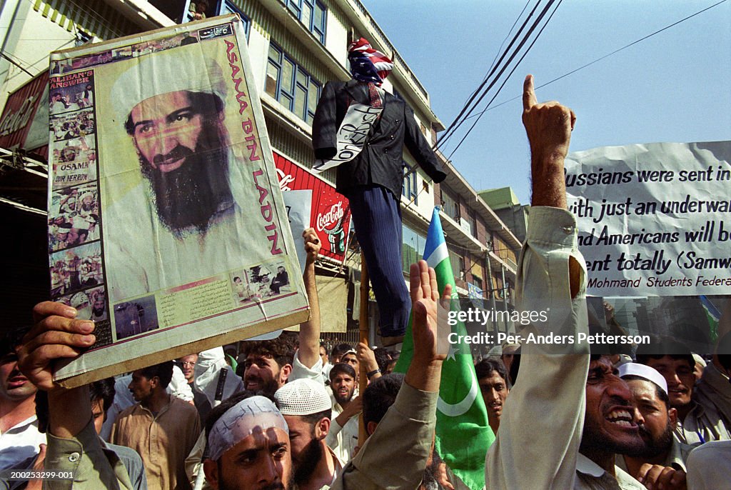 Supporters of Osama Bin Laden demonstrated against U.S Presiden