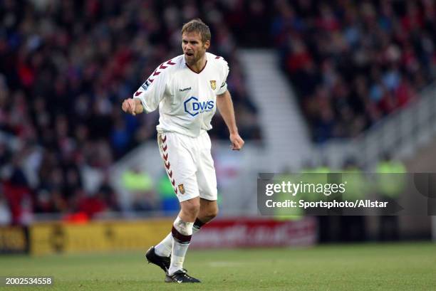 Olof Mellberg of Aston Villa shouting during the Premier League match between Middlesbrough and Aston Villa at Riverside Stadium on December 18, 2004...